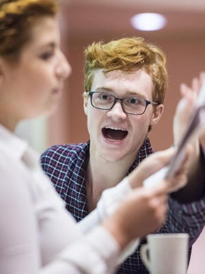 Actors Becca Silverstone, left, and Logan Thomason work through a scene during the Atlantic Theater Company’s Atlantic Acting School Summer Intensive at the University of Vermont in Burlington on July 23.