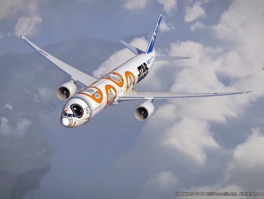 An rendering of ANA's 'Star Wars jet,' a Boeing 777
