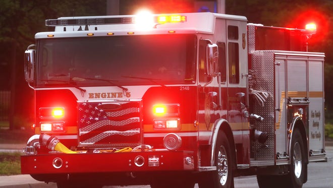 An Indianapolis Fire Department firetruck makes a run.