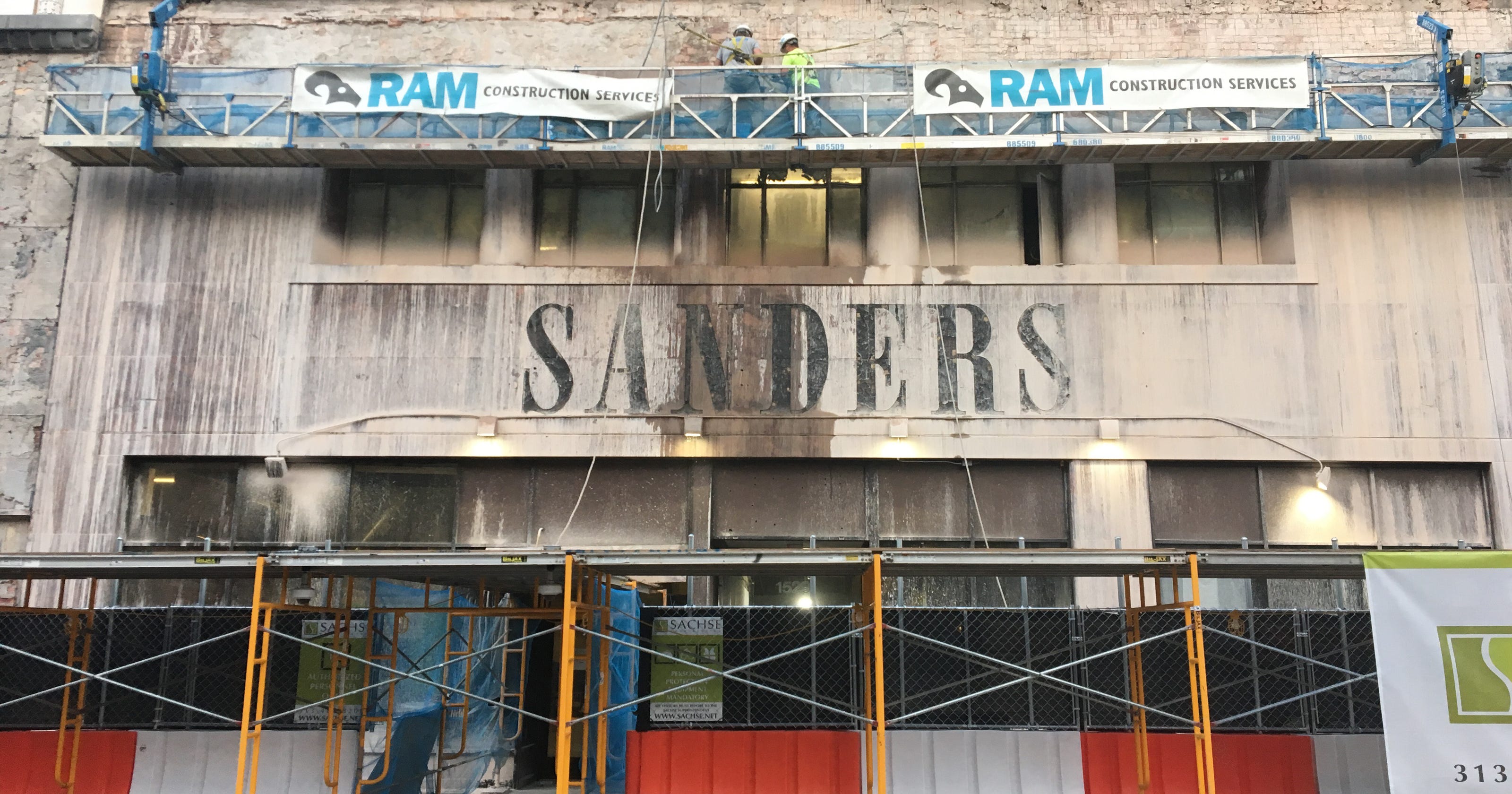 Historic Sanders sign uncovered during Detroit building renovations