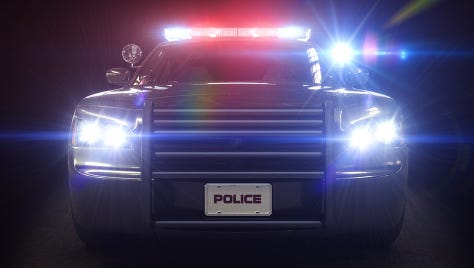 Police car cruiser with full array of lights and tactical lights