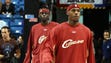 Cleveland Cavaliers' LeBron James, right, and Darius