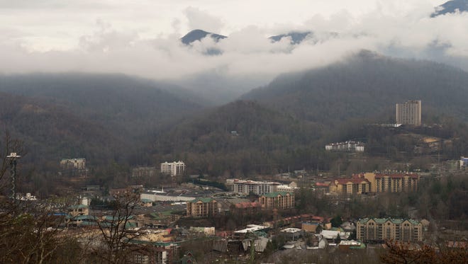 A view of Gatlinburg from Fighting Creek Gap Road inside the Great Smoky Mountains National Park on Wednesday, Feb. 22, 2017.