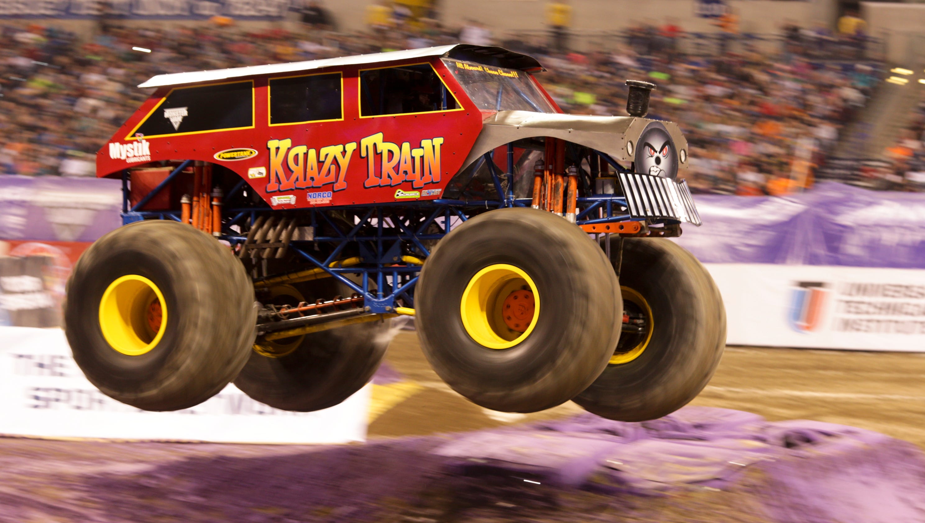 Monster Jam trucks at Lucas Oil Stadium