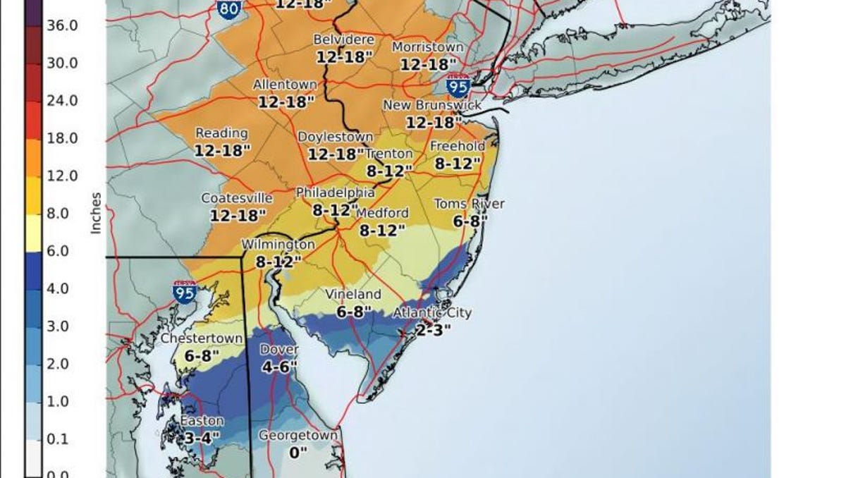 18 Inches Of Snow Winter Storm Warning For Most Of Nj