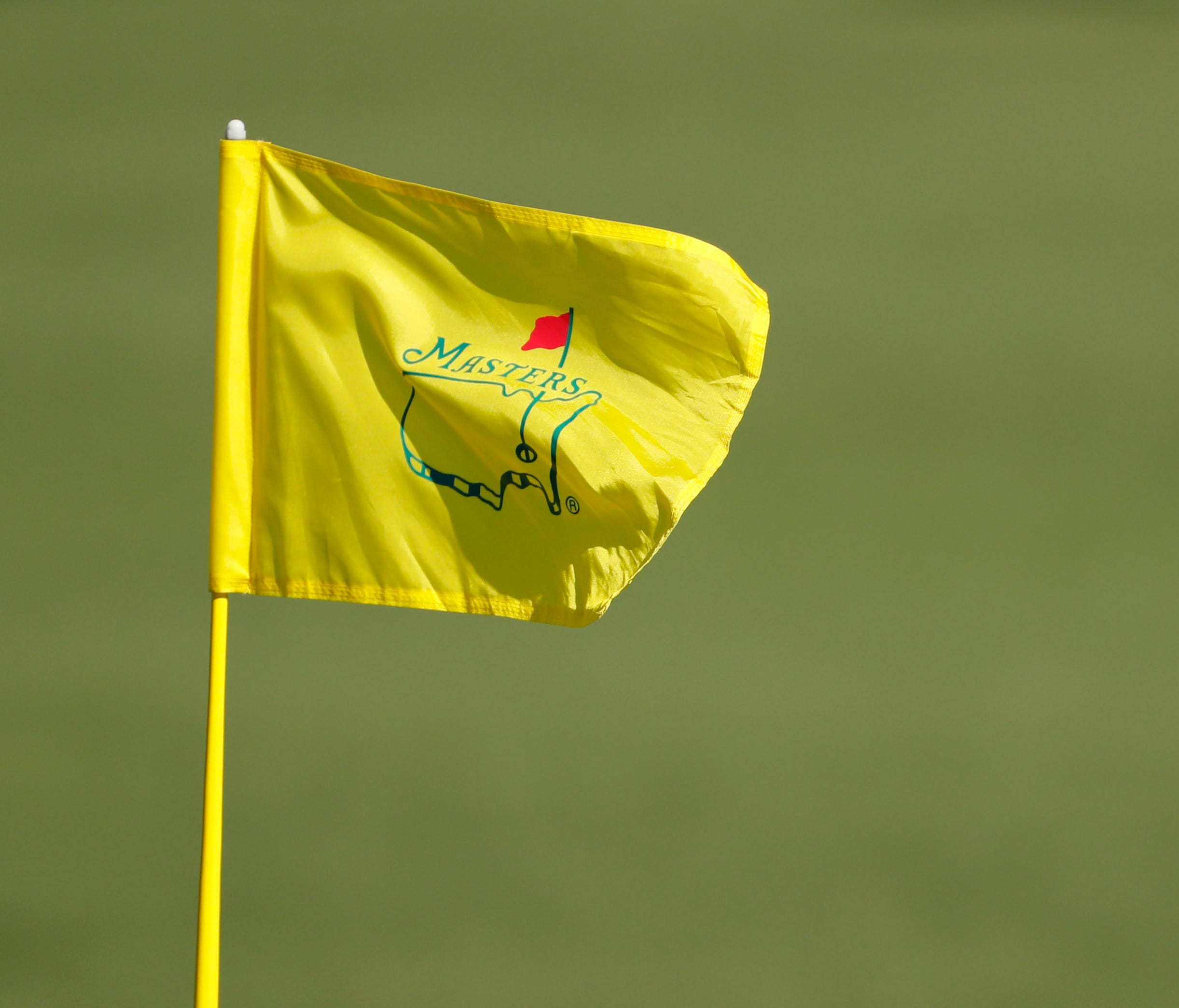 Apr 8, 2016; Augusta, GA, USA; General view of the flag stick on the 2nd hole during the second round of the 2016 The Masters golf tournament at Augusta National Golf Club. Mandatory Credit: Rob Schumacher-USA TODAY Sports
