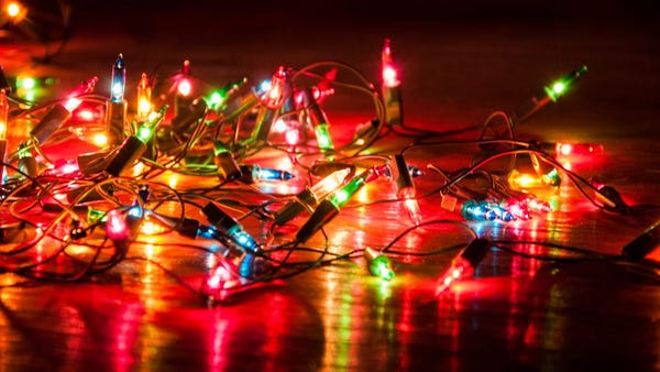 Christmas lights on the floor