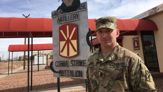 Command Sgt. Maj. Arthur V. Jones Jr. is the new senior enlisted leader for the 1st Battalion, 43rd Air Defense Artillery Regiment.