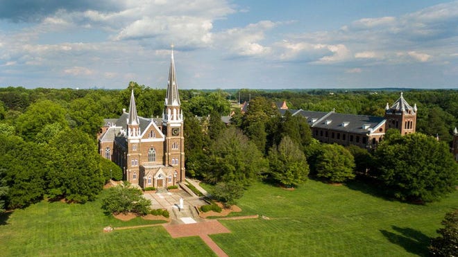 The cathedral and campus of Belmont Abbey College in Belmont.