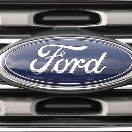 A Ford vehicle is seen on a dealership's lot on May 16, 2017 in Miami, Florida.