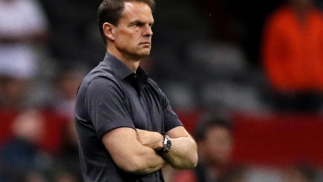 Frank de Boer head coach of Atlanta United stands on the sidelines during a CONCACAF Champions League soccer game against America at Azteca stadium in Mexico City, Wednesday, March 11, 2020.