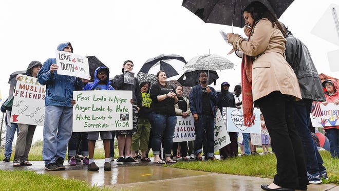 Protesters gathered in 2016 outside Granite City Baptist Church before anti-Islam preacher Usama Dakdok spoke there. Similar speakers have continued to visit the area since the stabbings at Crossroads Center.