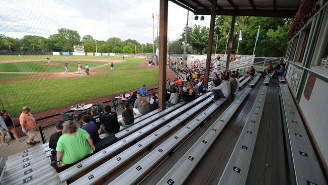 The main grandstand at Joannes Stadium during a Green Bay Bullfrogs game in 2016