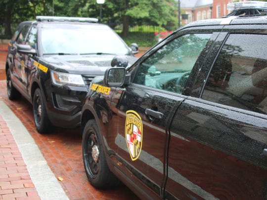The two Maryland State Police Ford Explorers outfitted