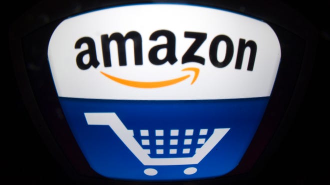 A logo for online retailer Amazon.