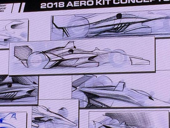 An artist's sketches of the 2018 aerokit concepts for