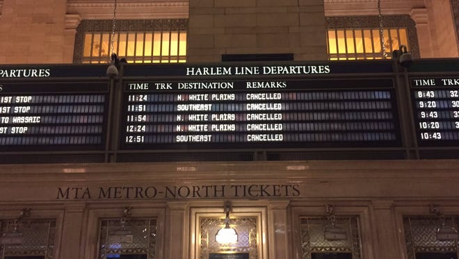 This is what a blizzard does to the big board at Grand Central Terminal. Trains canceled.