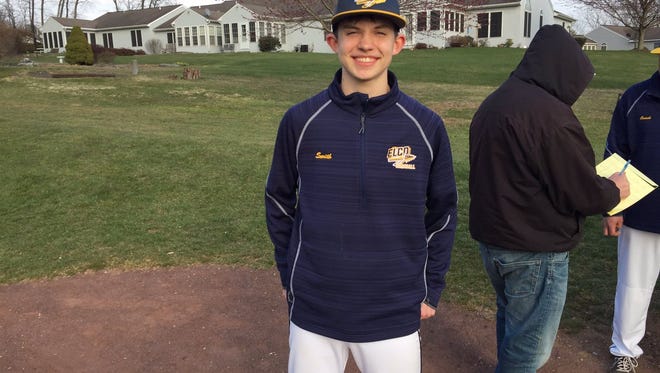 Freshman Dakota Smith was all smiles after throwing a two-hit shutout in his first varsity start for Elco, a 4-0 win over Lebanon on Wednesday.