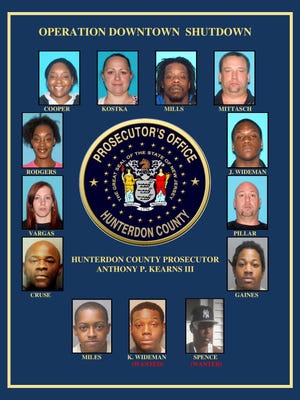 Thirteen people have been charged by the Hunterdon County Prosecutor's Officer as part of Operation Downtown Shutdown, a crackdown on drug dealers in the county.