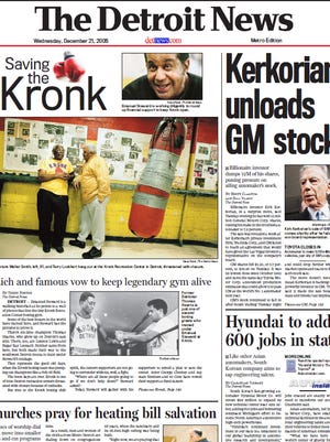 The front page of The Detroit News on Dec. 21, 2005.