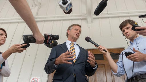 Gov. Bill Haslam speaks to reporters in Nashville, Tenn., on Wednesday, June 15, 2016, about a meeting that he had helped organize the day before with presumptive Republican presidential nominee Donald Trump in New York. Haslam said he still wasn't ready to endorse Trump. (AP Photo/Erik Schelzig)