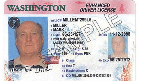 A sample Washington state enhanced drivers license