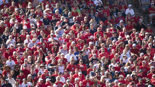 UA fans during the first half of the Pac-12 college football game against Washington State at Arizona Stadium in Tucson on Saturday, October, 24, 2015.