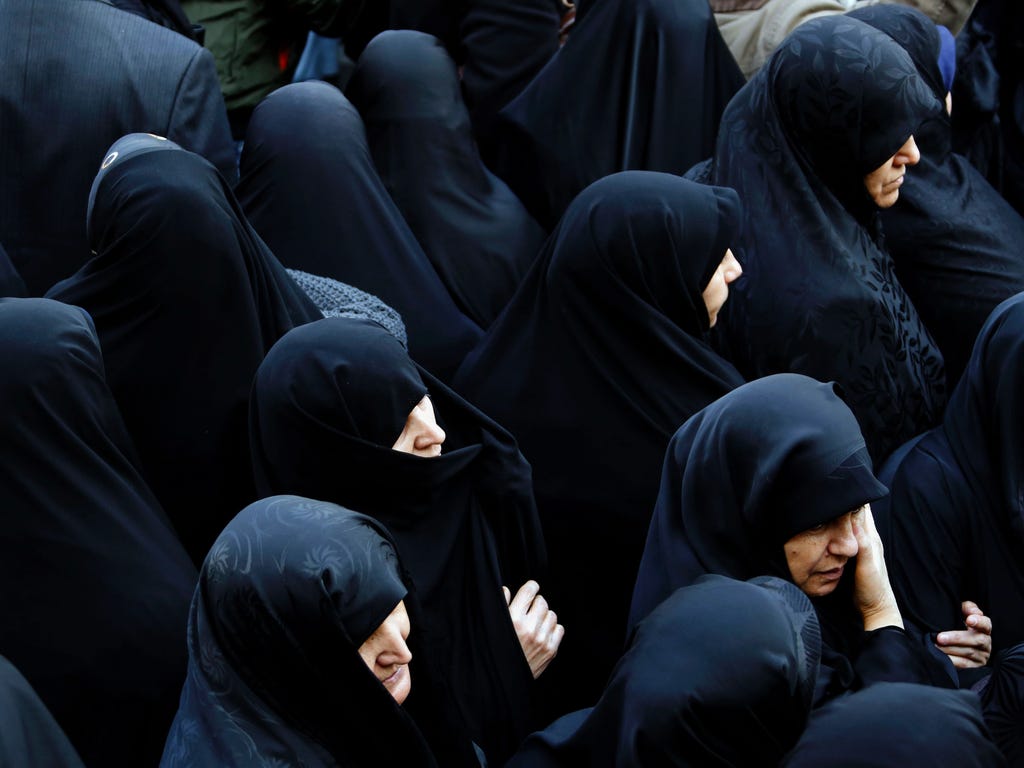Iranian women attend the funeral ceremony of former Iranian president Akbar Hashemi Rafsanjani in the capital of Tehran on Jan. 10, 2017.\u000a\u000aThe politician, who died on Jan. 8 at the age of 82, will be buried inside the crypt of Ayatollah Ruh