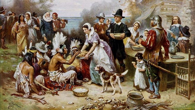 'The First Thanksgiving,' by Leon Gerome Ferris (1900)