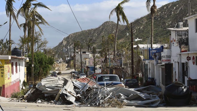 Streets in Cabo San Lucas are covered in debris Sept. 20, 2014, after hurricane Odile struck the region.