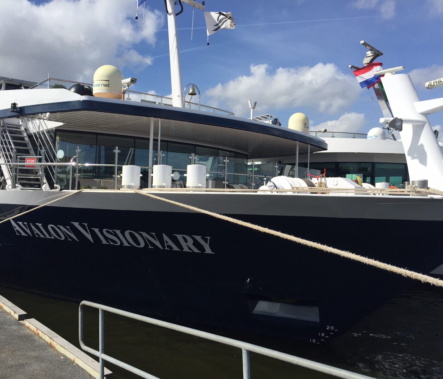 Avalon Waterways' 128-passenger Avalon Visionary docked in Amsterdam.