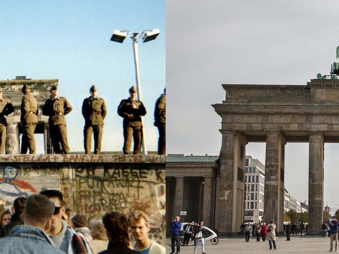 25 Years after the fall of the Berlin Wall Before and after photos