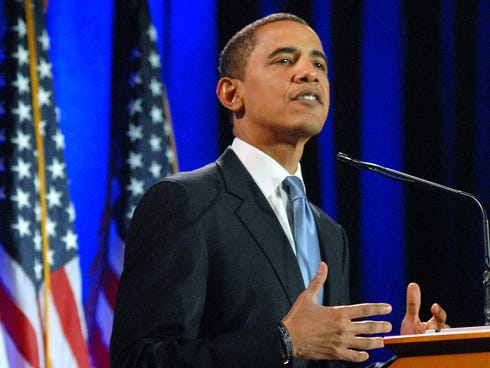 Democratic presidential candidate Barack Obama speaks during a major address on race and politics March 18, 2008, at the National Constitution Center in Philadelphia.