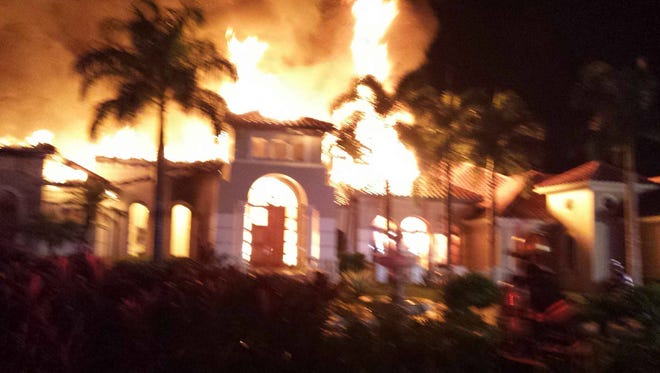Damage was estimated at $2.5 million as an early morning fire swept a North Naples mansion in the Quail West community shortly after midnight Sunday. Five residents were alerted by fire alarms and escaped uninjured.