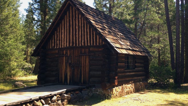 A 1930s cabin built by Civilian Conservation Corps is on display in the state park.