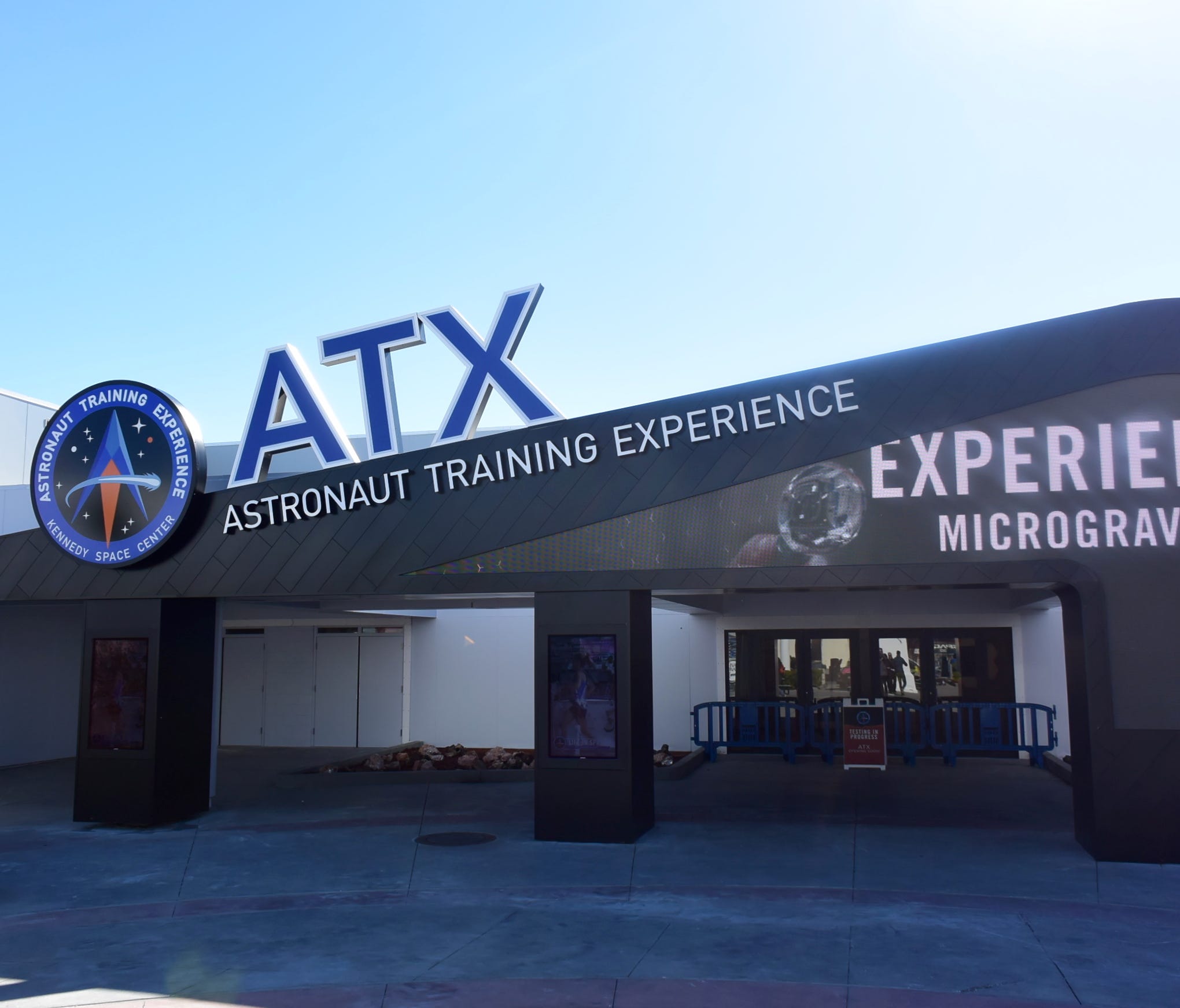 The entrance into the new Astronaut Training Experience (ATX) from inside the Kennedy Space Center Visitor Complex.