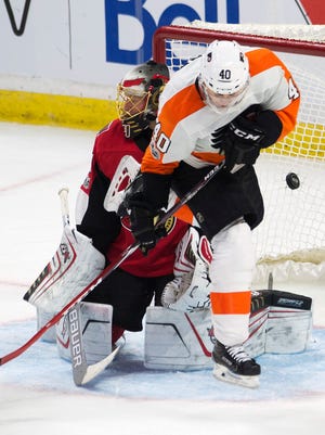 Jordan Weal was called for goalie interference on this play, so the goal was disallowed.