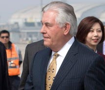 Secretary of State Rex Tillerson arrives in Beijing on March 18, 2017.