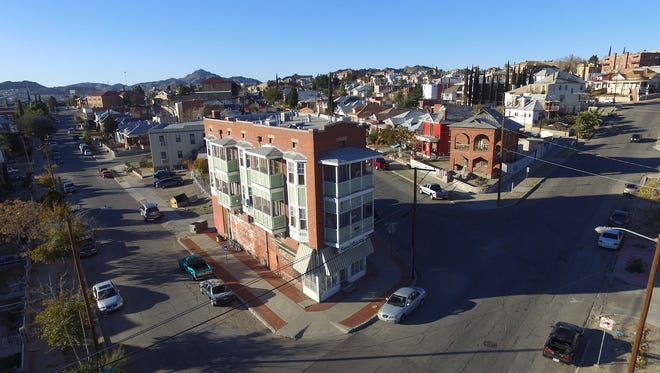 An aerial view of the Sunset Heights neighborhood near Downtown.