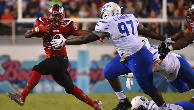 Dec 20, 2016; Boca Raton, FL, USA;  Western Kentucky Hilltoppers running back Anthony Wales (20) runs the ball against the Memphis Tigers during the first half at FAU Stadium. Mandatory Credit: Jasen Vinlove-USA TODAY Sports