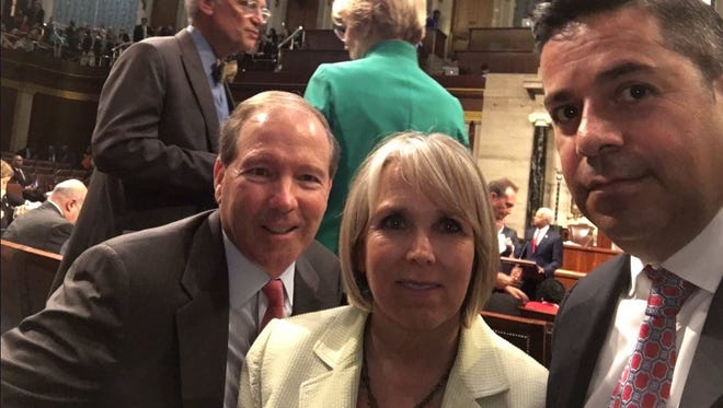This photo was posted to Rep. Ben Ray Lujan's Twitter page and shows Sen. Tom Udall sitting with Reps. Michelle Lujan Grisham and Luján on the House floor.