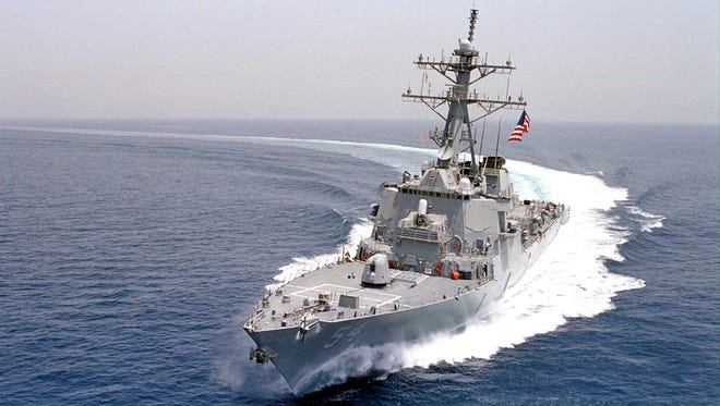The guided missile destroyer USS Curtis Wilbur.