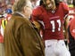 Cardinals WR Larry Fitzgerald and Cardinals' chairman and owner William Bidwill, enjoy the final minutes of their victory over the Seahawks at University of Phoenix Stadium in Glendale December 28, 2008.