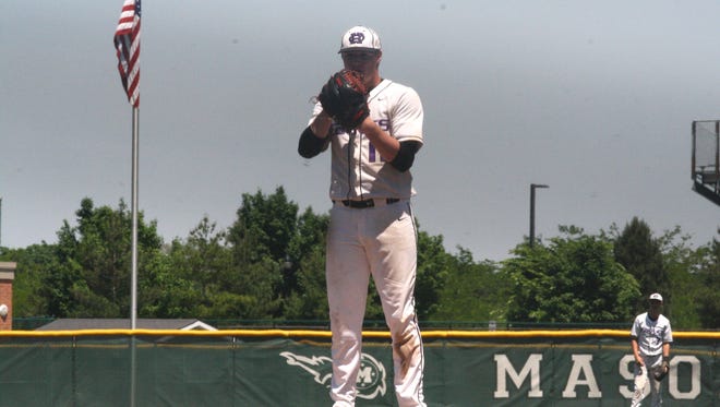 CHCA starting pitcher Clay Brock takes the mound in the first inning of a Division II regional semifinal win over Ross on Thursday, May 24, 2018, at Mason High School.
