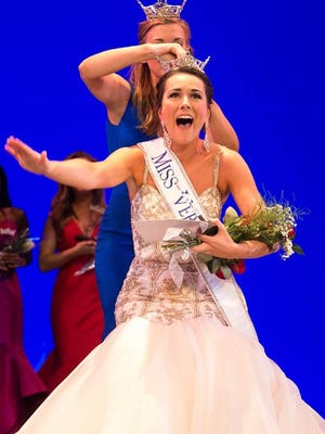 Rylee Field, 24, of Montpelier is crowned Miss Vermont 2016 at the Barre Opera House on Friday night.