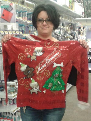 Nicole Nahs plans to wear her DIY gaudy Christmas sweater when she visits her in-laws.