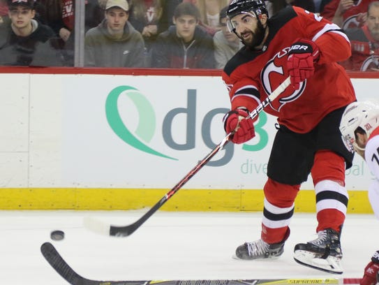 Kyle Palmieri of the Devils takes a second period shot