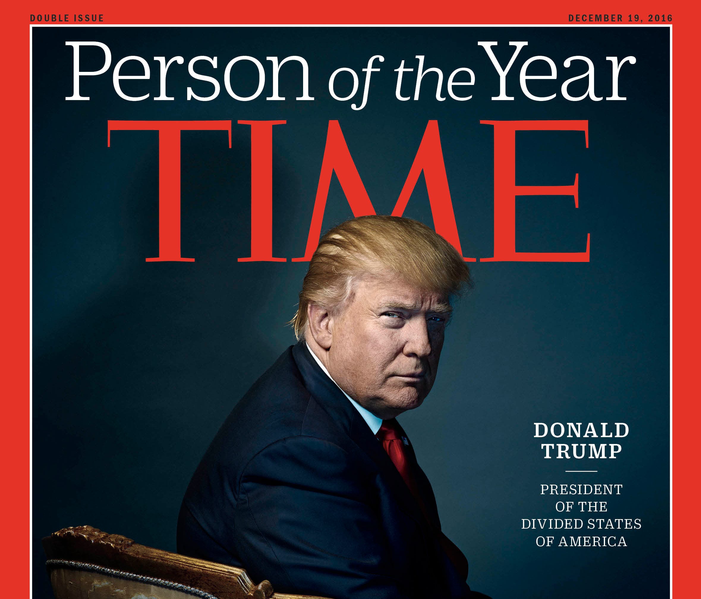 File photo supplied in Dec. 2016 by Time Inc. shows then-U.S. President-elect Donald Trump on the cover of Time Magazine's annual person-of-the-year edition.