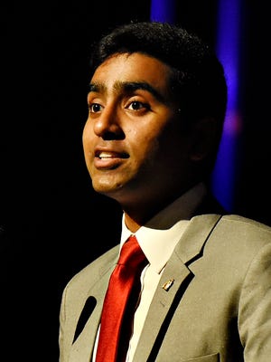 York College of Pennsylvania's Student Senate President Abhi Kudaravalli speaks during State Rep. Kevin Schreiber's Student Debt Day of Action discussion at The Pullo Center in York, Thursday, April 28, 2016. Dawn J. Sagert  photo