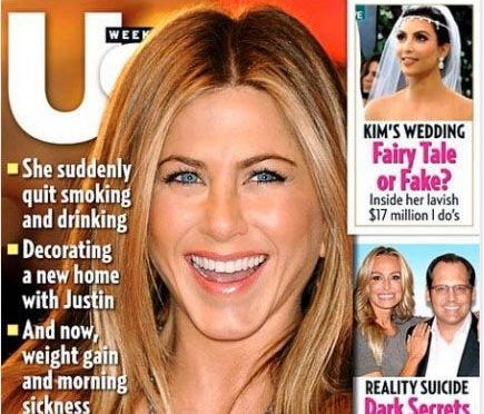 'US Weekly' magazine Sept. 5, 2011 editon, featuring Jennifer Aniston on the cover.